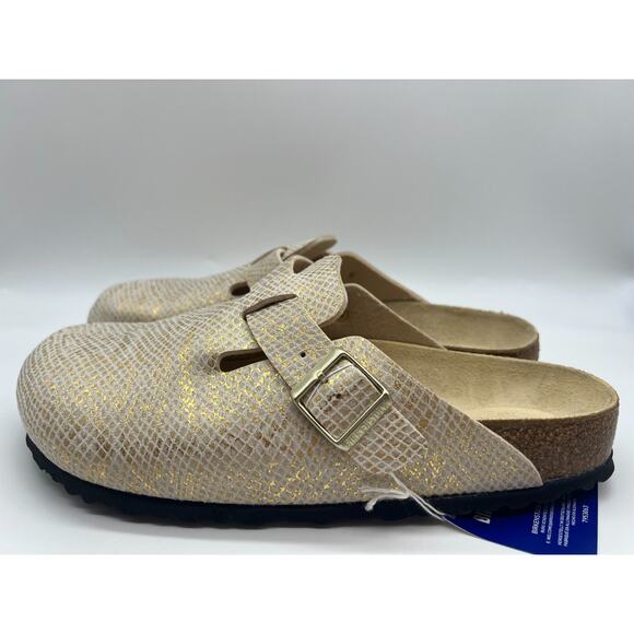 Birkenstock Boston Clogs Men\'s Size 10 Shiny Gold Python Eggshell New main image 15